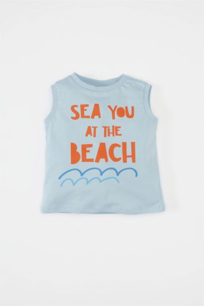 Baby Boy Crew Neck Printed Sleeveless T-Shirt