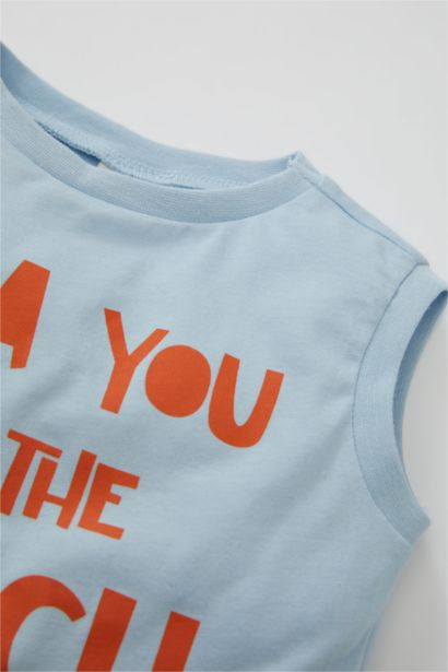 Baby Boy Crew Neck Printed Sleeveless T-Shirt