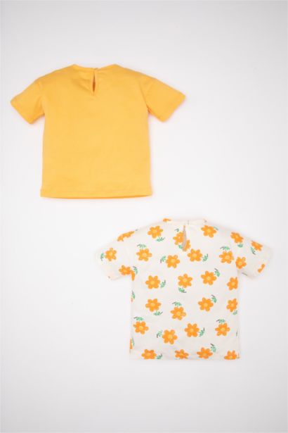 Baby Girl Crew Neck Floral Short Sleeve T-Shirt 2 Piece