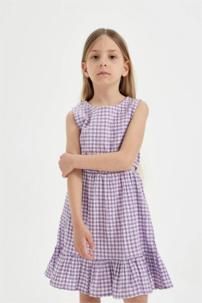 Girl Checkered Sleeveless Dress