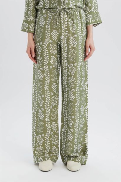 Comfortable Patterned High Waist Wide Leg Trousers