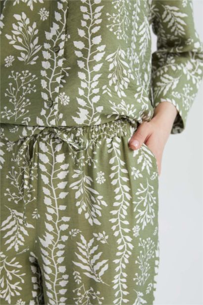 Comfortable Patterned High Waist Wide Leg Trousers