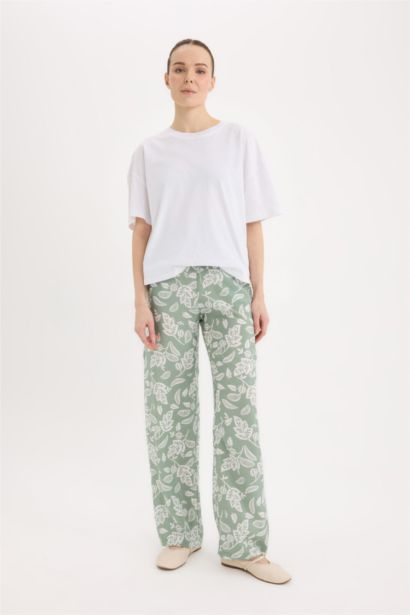 Comfortable Patterned High Waist Wide Leg Trousers