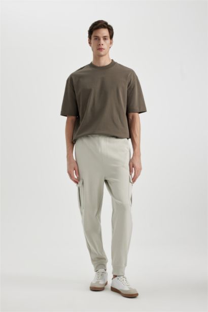 Oversize Fit Rib Hem With Cargo Pocket Pique Trousers