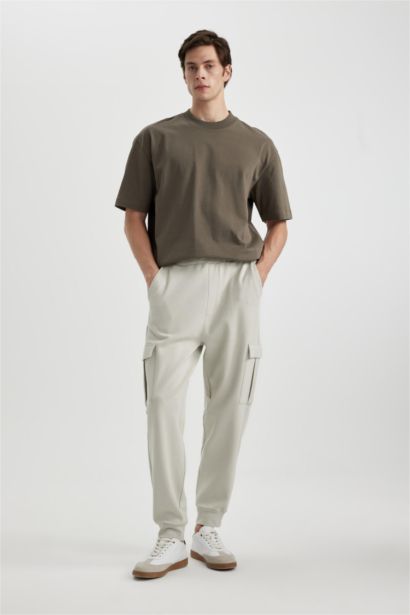 Oversize Fit Rib Hem With Cargo Pocket Pique Trousers
