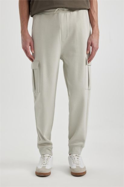 Oversize Fit Rib Hem With Cargo Pocket Pique Trousers