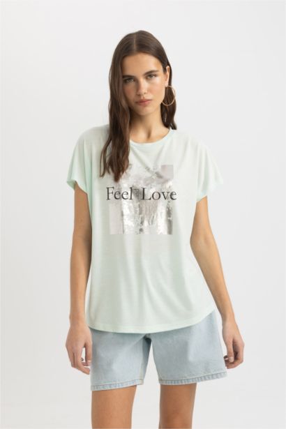 T-Shirt à Manches Courtes Col Ras Du Cou