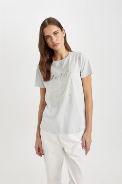 Regular Fit Crew Neck Printed Short Sleeve T-Shirt