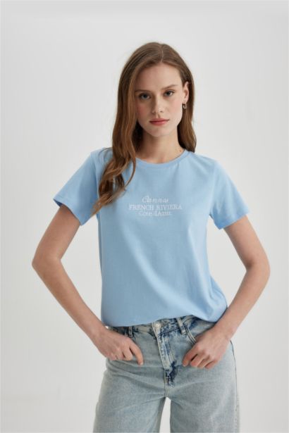 T-Shirt coupe régulière imprimé à Manches Courtes à Col Rond