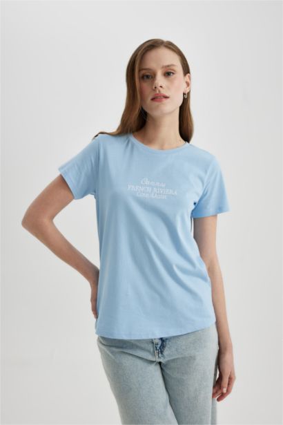 T-Shirt coupe régulière imprimé à Manches Courtes à Col Rond