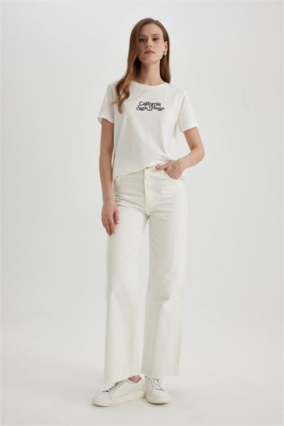 Regular Fit Crew Neck Printed Cotton T-Shirt