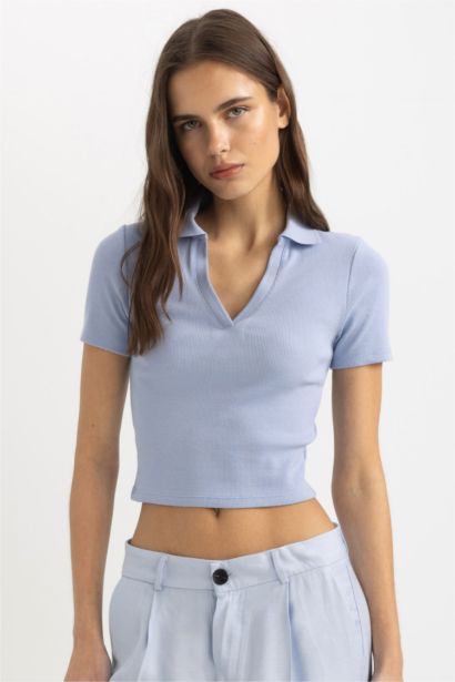 T-Shirt Polo à Manches Courtes Coupe Slim Col Polo