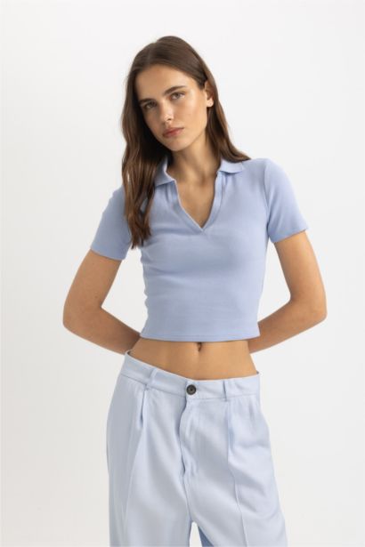 T-Shirt Polo à Manches Courtes Coupe Slim Col Polo