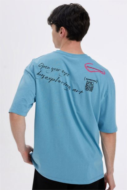 تي شيرت نص كم اوفر سايز برقبة مستديرة