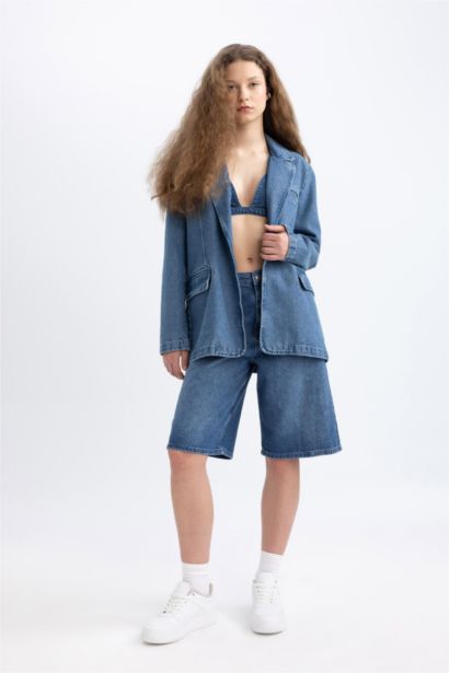 Джинсовые шорты с высокой талией