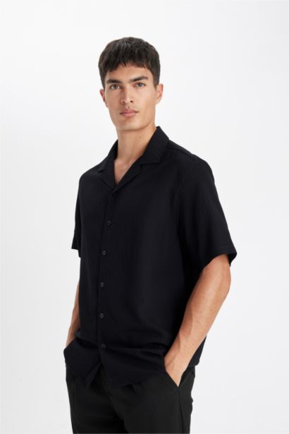 Relax Fit Crinkle Short Sleeve Shirt