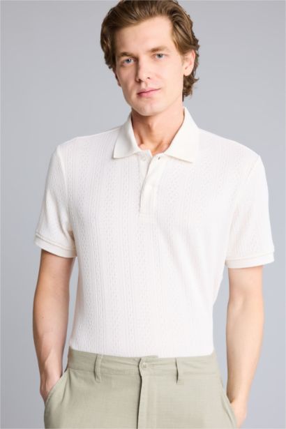 T-shirt Polo en maille à manches courtes et coupe régulière