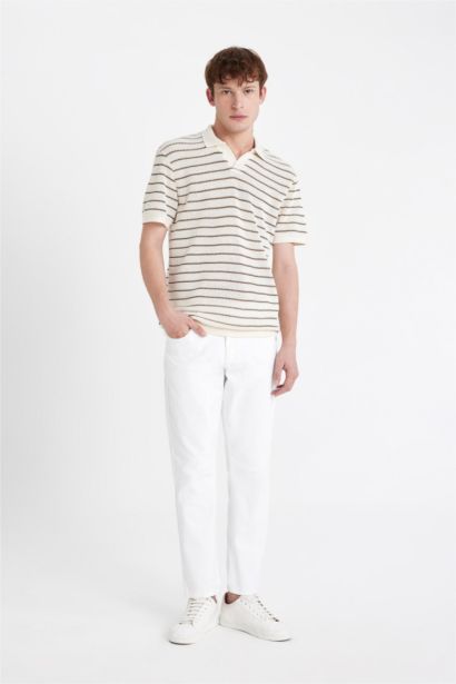 Regular Fit Striped Knitwear Polo T-Shirt