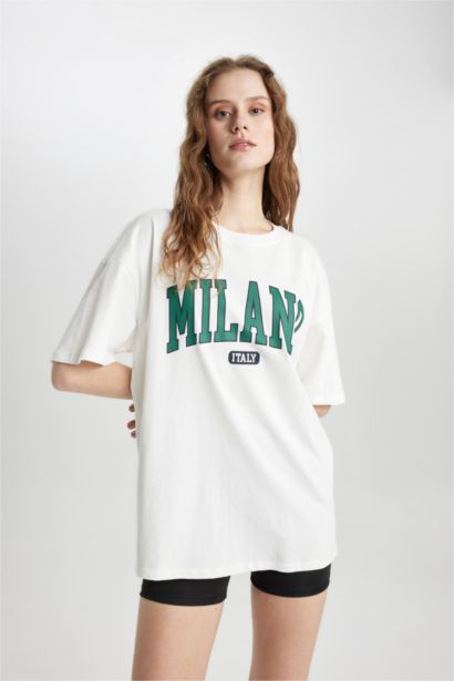 T-Shirt Oversize Imprimé Col Rond Manches Courtes
