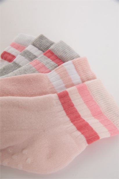 Dikişsiz 5'li Pamuklu Uzun Çorap Kız Bebek