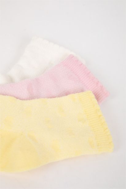 Dikişsiz 3'lü Pamuklu Uzun Çorap Kız Bebek