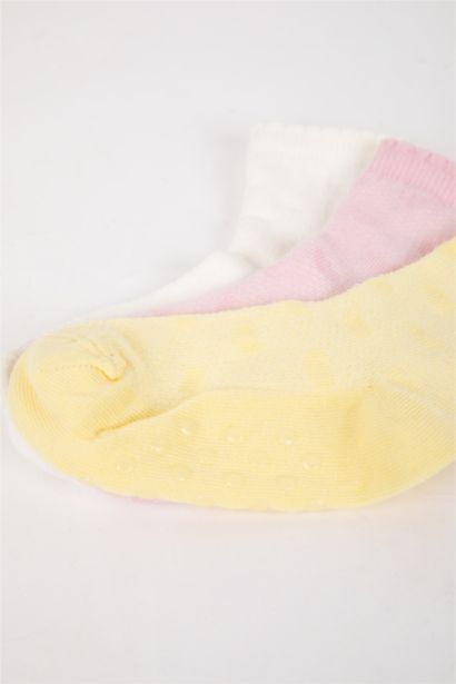 Dikişsiz 3'lü Pamuklu Uzun Çorap Kız Bebek