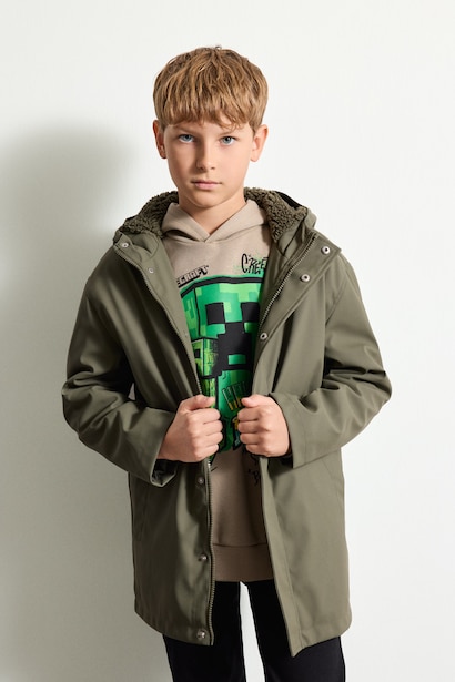 Windproof Waterproof Hooded Plush Lining Jacket