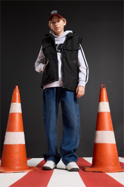 Su Geçirmez Kapüşonlu Fermuarlı Yelek Erkek Çocuk