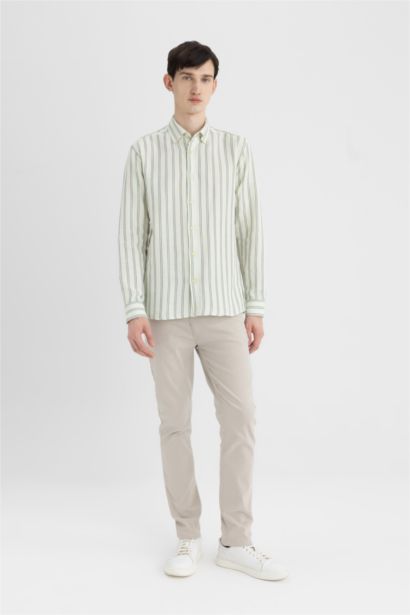 Regular Fit Cotton Long Sleeve Striped Shirt
