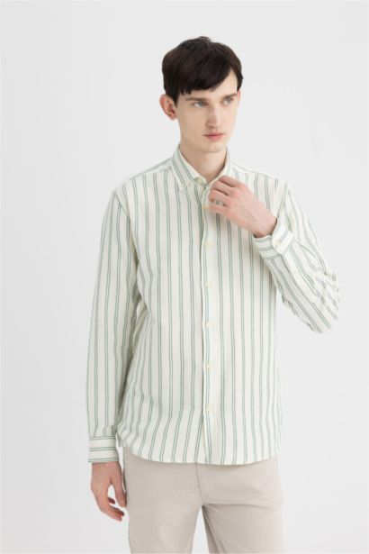 Regular Fit Cotton Long Sleeve Striped Shirt