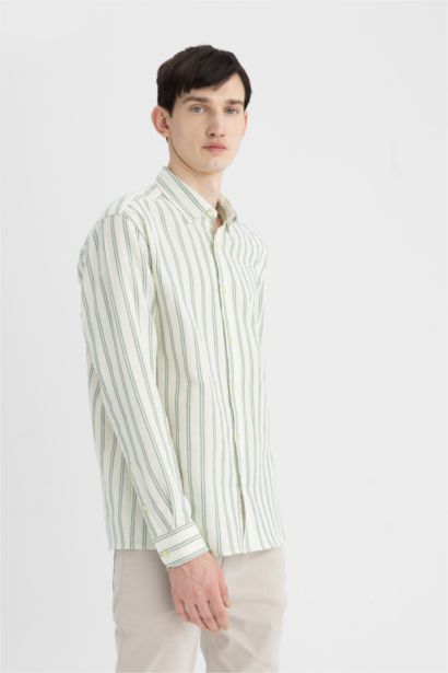 Regular Fit Cotton Long Sleeve Striped Shirt