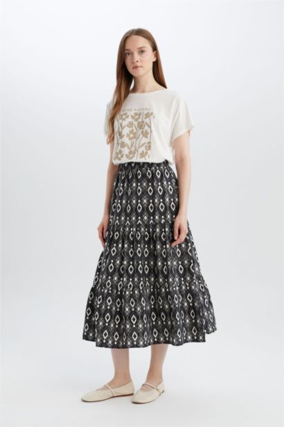 Patterned Aerobin Midi Skirt