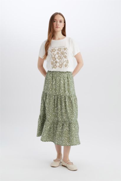 Patterned Aerobin Midi Skirt