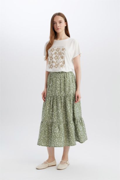 Patterned Aerobin Midi Skirt