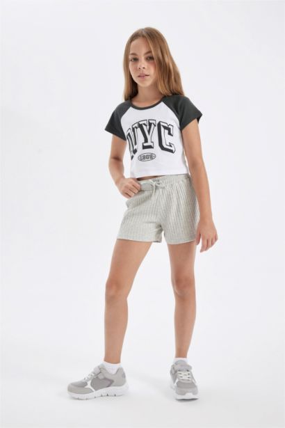 تيشيرت كروب بناتي مطبوع بياخة مستديرة