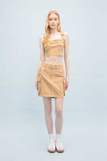 Cargo Fit Gabardine Mini Skirt