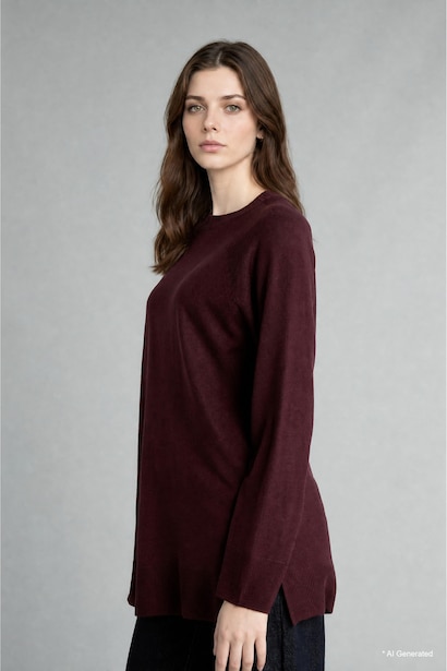 Regular Fit Knitted Crew Neck Tunic