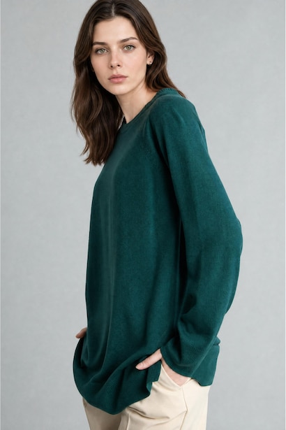 Regular Fit Knitted Crew Neck Tunic