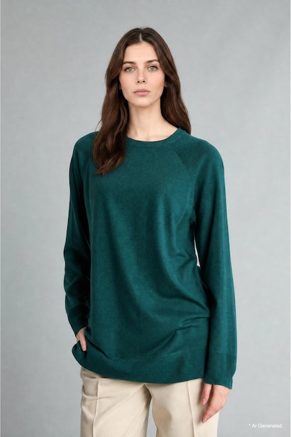 Regular Fit Crew Neck Knit Tunic