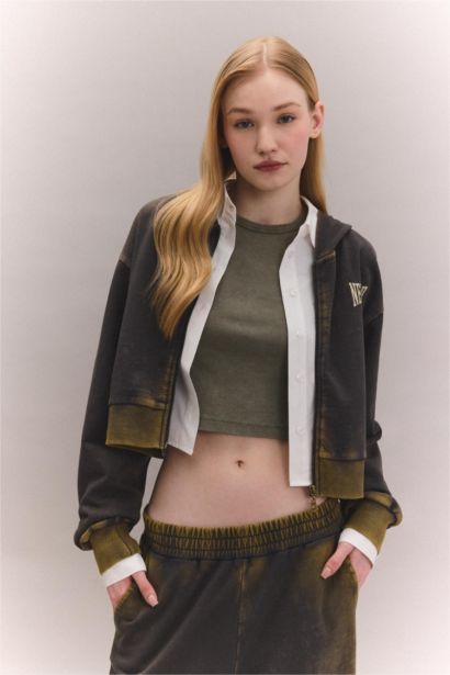 Regular Fit Thick Sweatshirt Fabric Cardigan