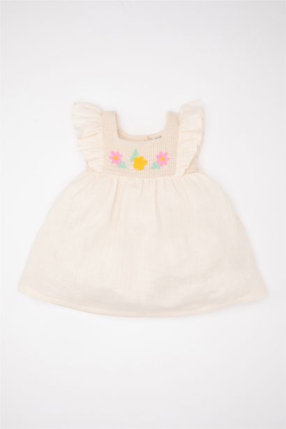 Robe en Mousseline à Manches Courtes Fleurie pour Bébé Fille