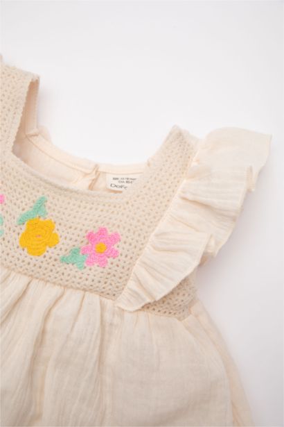 Robe en Mousseline à Manches Courtes Fleurie pour Bébé Fille