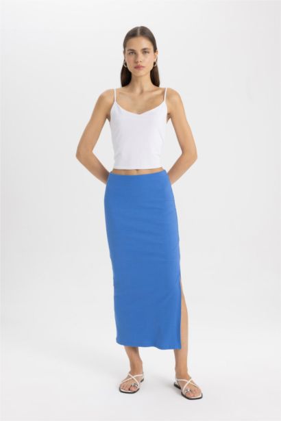 Camisole Combed Lining High Waist Maxi Knitted Skirt