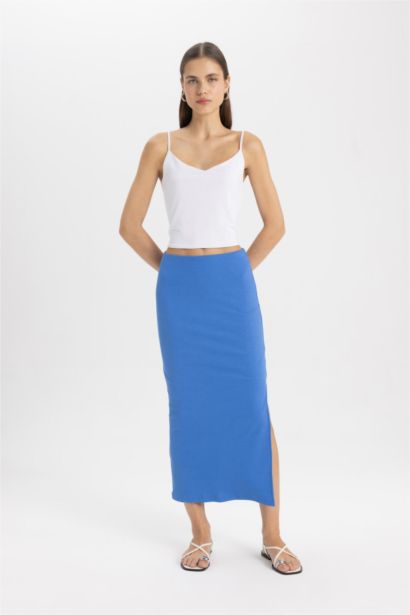 Camisole Combed Lining High Waist Maxi Knitted Skirt