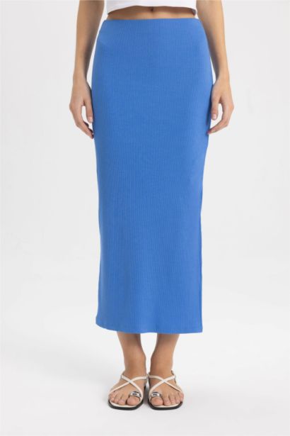 Camisole Combed Lining High Waist Maxi Knitted Skirt