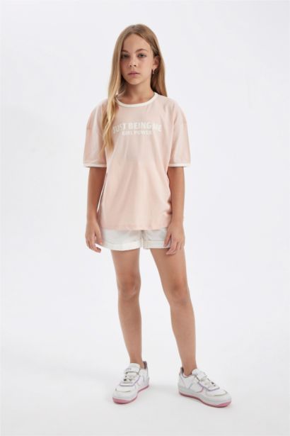 Girl Oversize Fit Crew Neck Printed T-Shirt