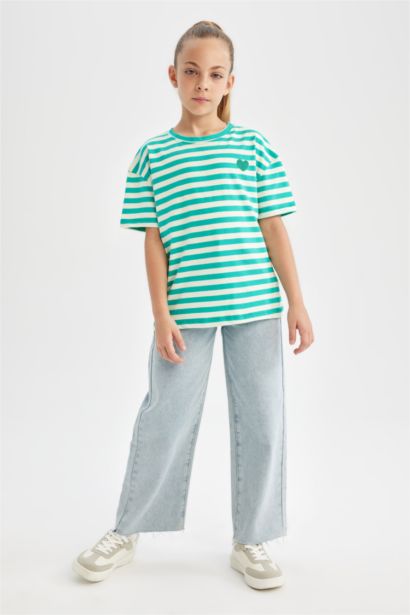 Girl Oversize Fit Crew Neck Printed T-Shirt