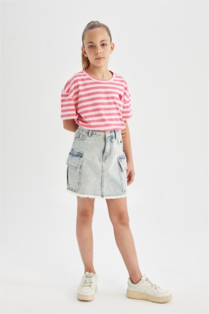 Girl Oversize Fit Crew Neck Printed T-Shirt