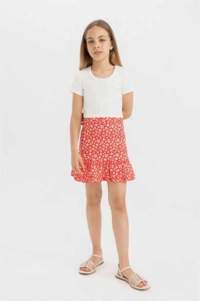 Girl Slim Fit Crew Neck Basic Ribbed T-Shirt