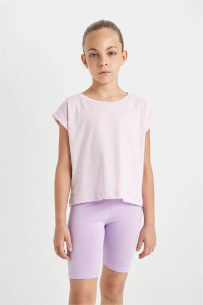 Girl Boxy Fit Crew Neck Basic T-Shirt
